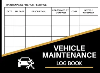 Car Maintenance Log Book for tracking vehicle repairs and fuel costs