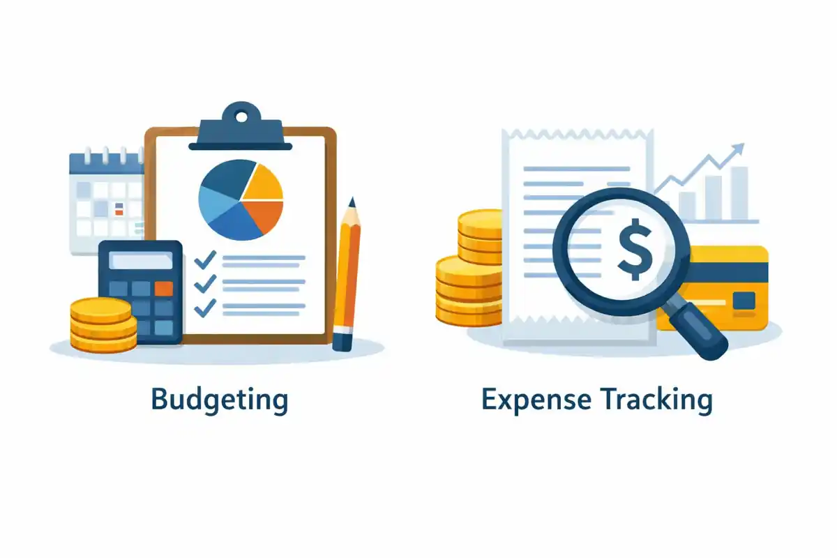 Budget vs expense tracking illustration showing planning vs actual spending