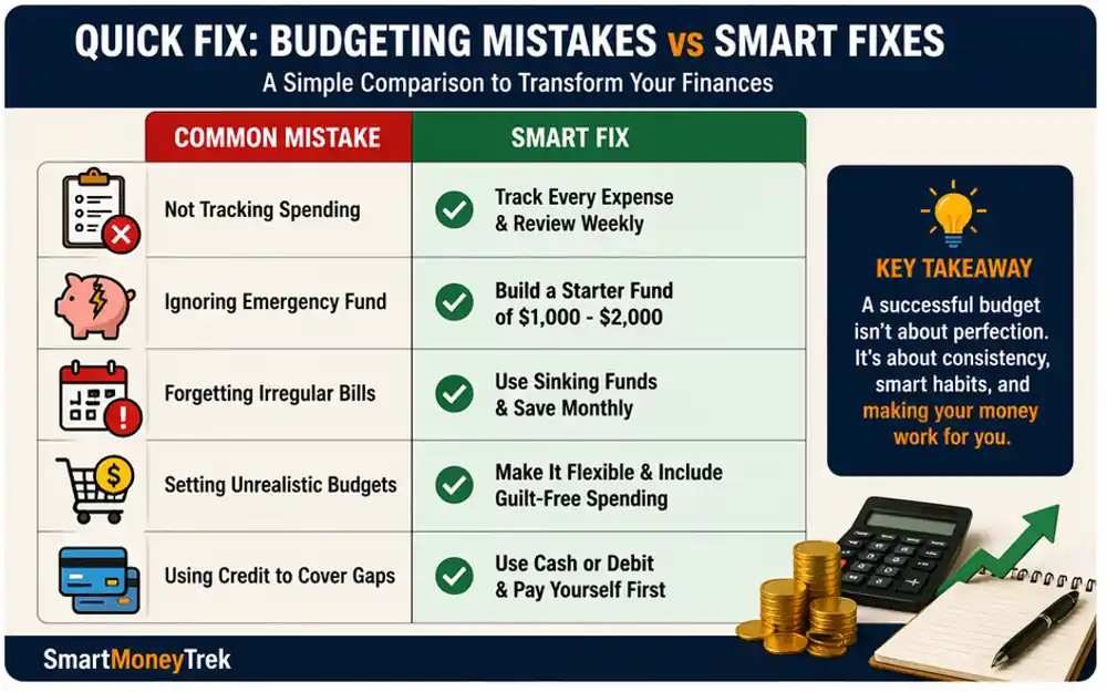 budgeting mistakes vs fixes comparison chart for better financial planning