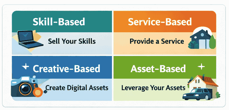 Four income systems behind online and offline side hustles from home