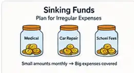 Sinking funds for irregular expenses – saving monthly for future costs like bills and repairs